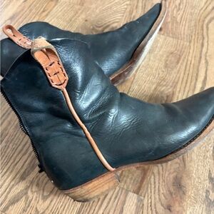 Free People Black Leather Ankle Boots